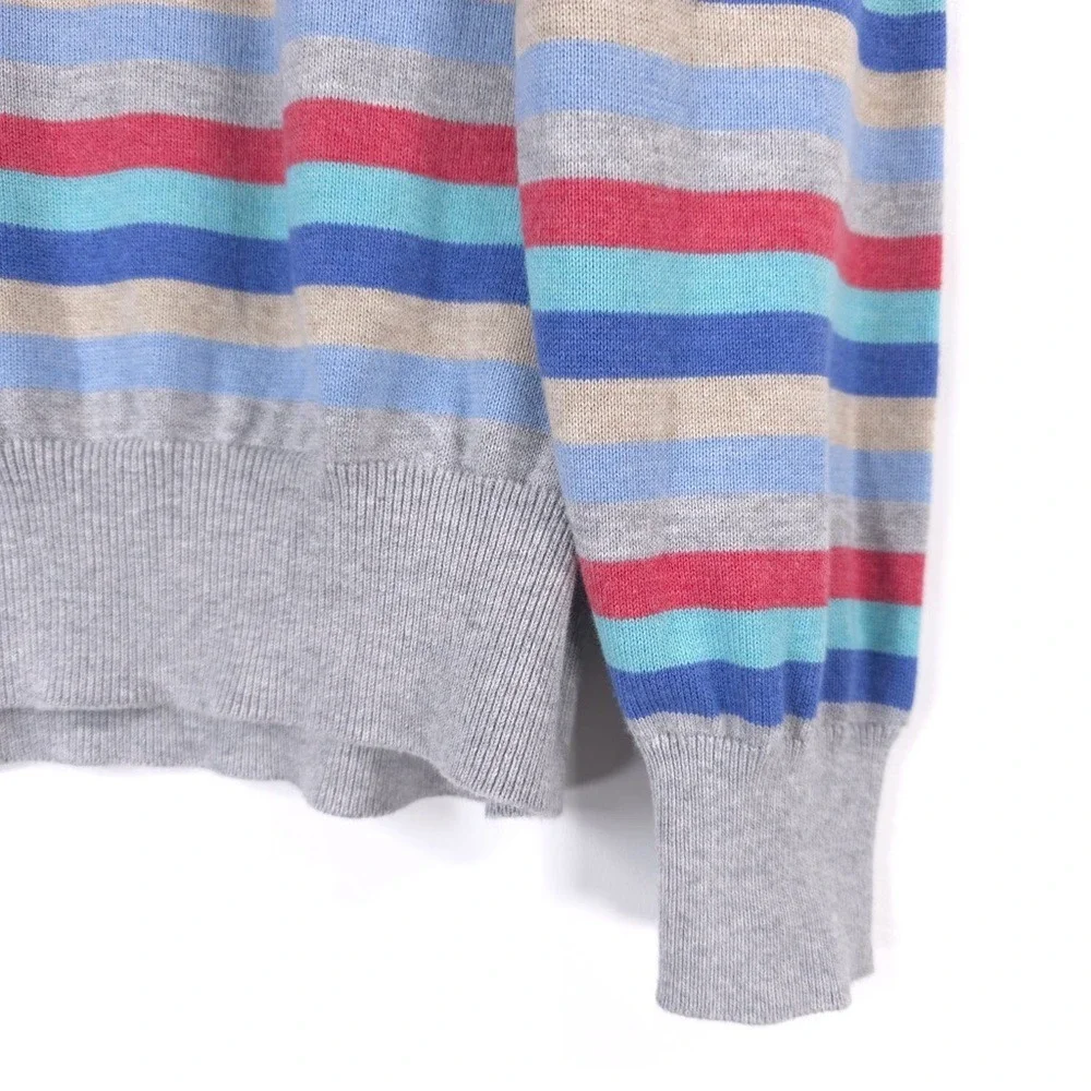 PETER MILLAR SILK CASHMERE PIMA COTTON‎ Size M Striped 1/4 Zip Pullover Sweater
